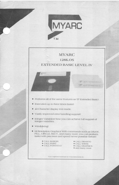 99erNet's tweet photo. I scanned my Myarc Extended Basic II manual and uploaded it to the site at https://t.co/iQmQ1gbt5N https://t.co/OgGXupthYa