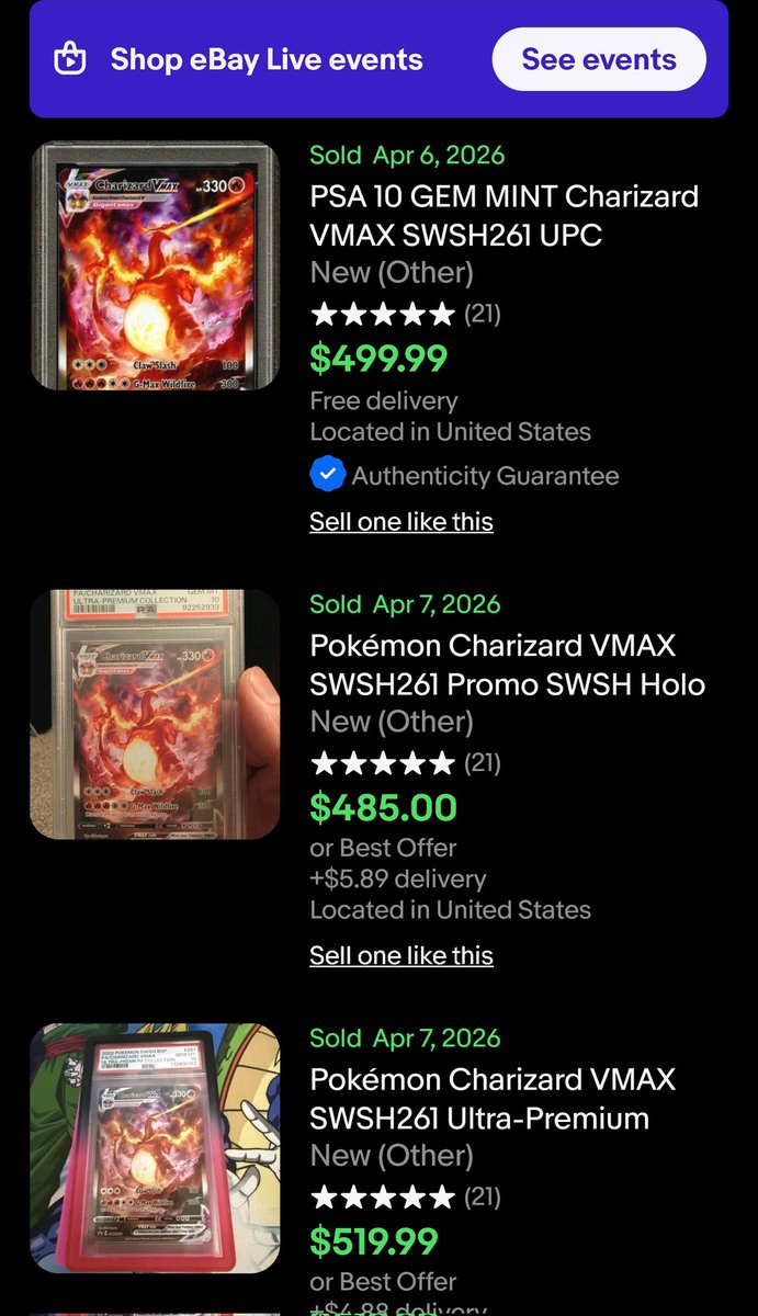 TJBartlemus's tweet photo. @getcollectrapp The API for graded cards continues to lag behind on updating verified sales on ebay.

Many examples of cards taking 2+ days to be updated. Several like the Flareon that are under $100 fail to be updated for weeks at a time. https://t.co/BI4ObTjqCf