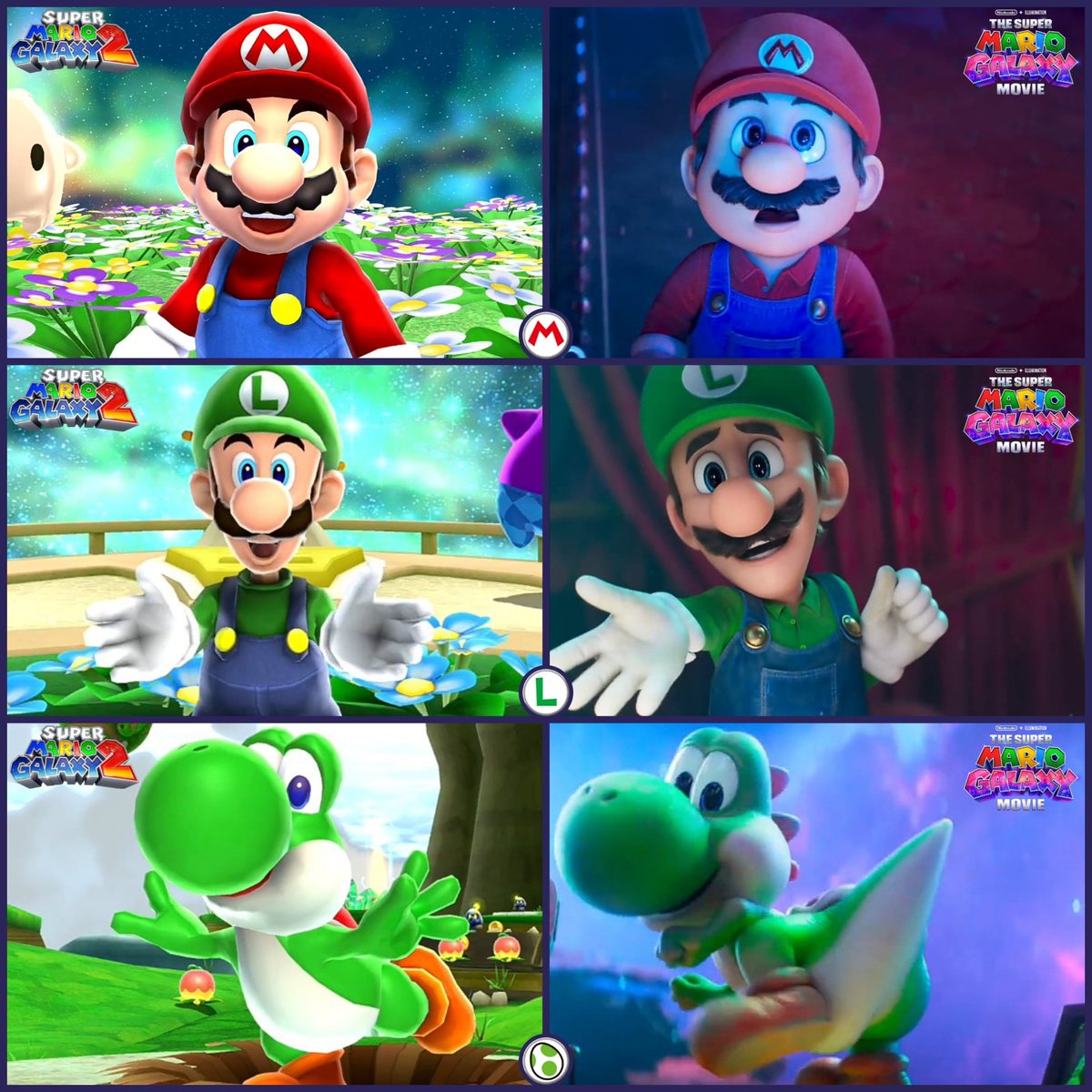 AcpLrp310's tweet image. 🔴🟢🦖Galaxy Mario, Galaxy Luigi, &amp;amp; Galaxy Yoshi🌌🪐💫

✨️⭐️The Games vs. The Movie🌟✨️

#Mario #Luigi #Yoshi 
#SuperMarioGalaxy2 #SuperMarioGalaxyMovie #SuperMarioGalaxy #SuperMario 
#Nintendo #illumination #Comparison #Edit