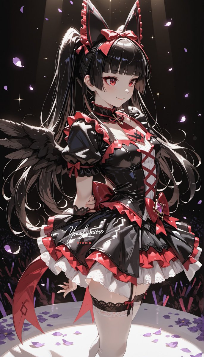 oneesan_aiart's tweet image. Rory Mercury — stepping into the spotlight with playful charm, the apostle of death turns every performance into a captivating show of dark idol energy 🎤🖤✨ #RoryMercury #Gate #aiart