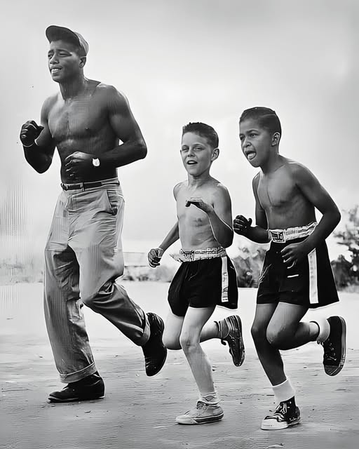 HVYWeightHeroes's tweet image. Floyd Patterson gets in that roadwork with a pair of young admirers, circa 1957. Floyd was the 1st to ever regain the big man title &amp;amp; his record includes wins over such top names as Archie Moore, Tommy Jackson, George Chuvalo &amp;amp; Oscar Bonavena. #Heavyweight #History #Boxing