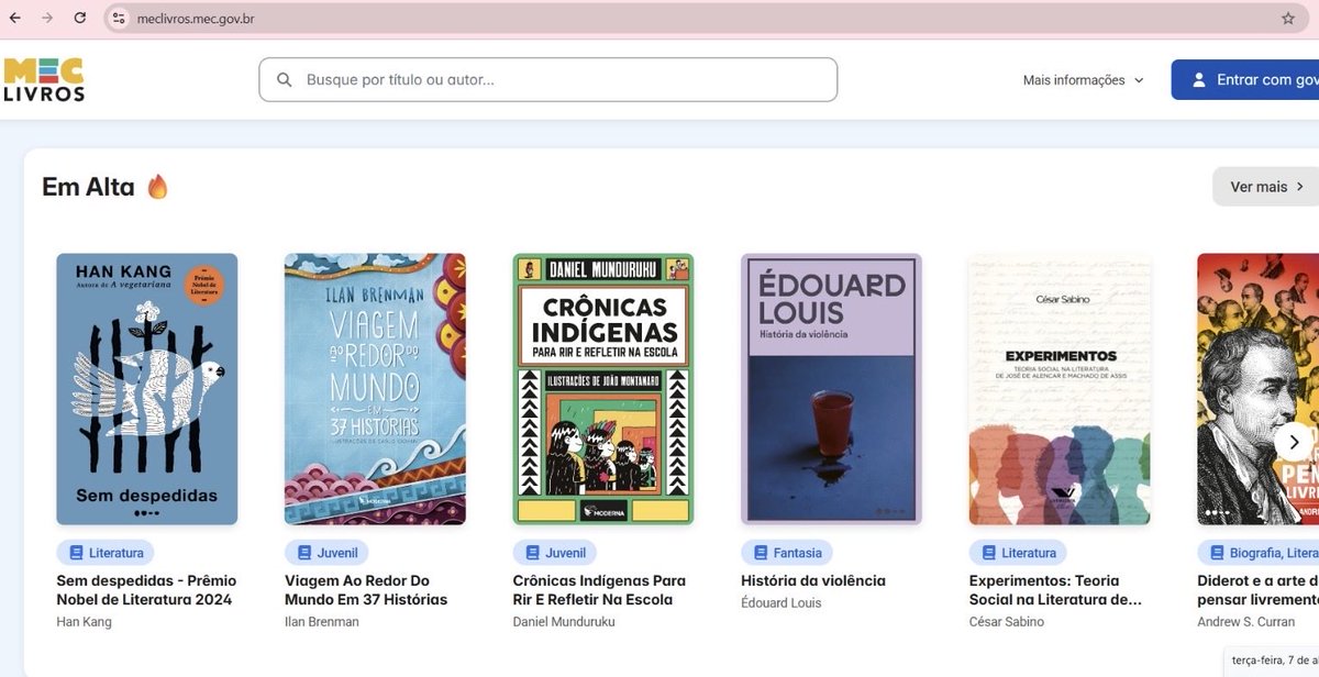 Agora 2 dicas 0800 ✨✨✨

⚹ streaming bom e gratuito itauculturalplay.com.br

⚹  biblioteca digital boa e gratuita meclivros.mec.gov.br