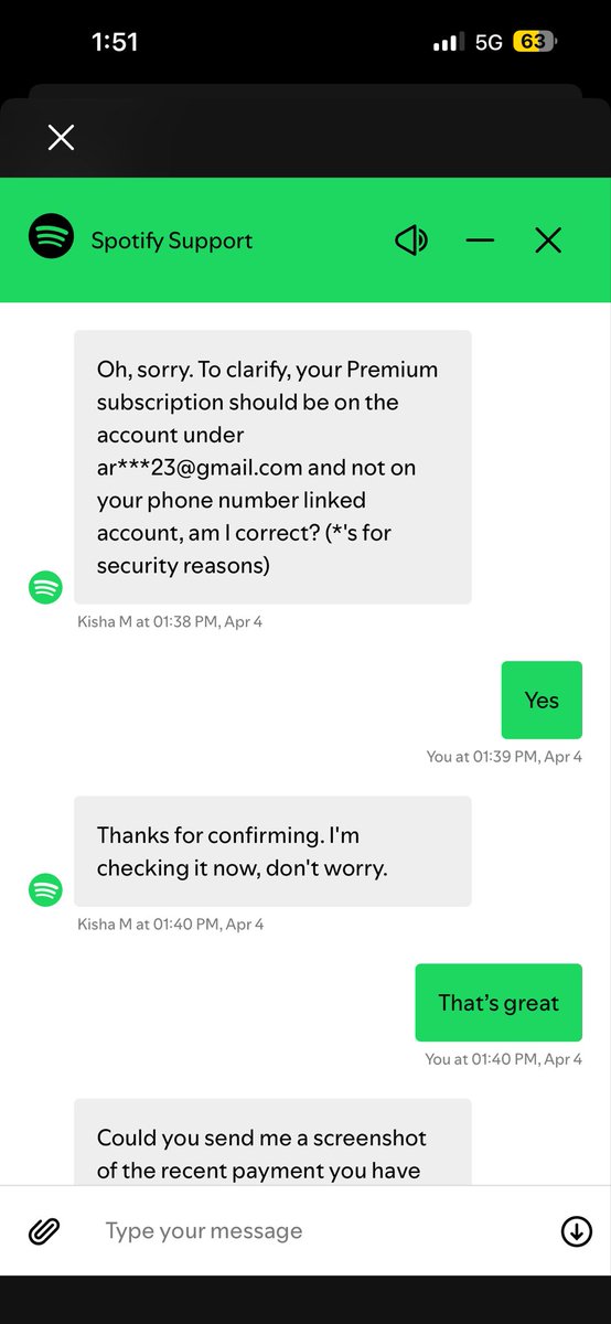 ArsunFreakz's tweet photo. @SpotifyCares I had made payment using mobile number but I want premium for my mail id
I had raised the issue on 4th of April itself but I didn’t have solution for this. So I made a payment again with mail id amount has been debited on yesterday but am still unable to get the premium https://t.co/5iCLBfH1fp