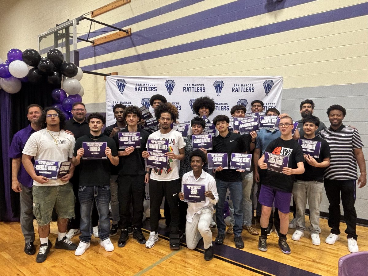 RattlerMBB's tweet photo. We had a wonderful banquet celebrating the hard work &amp; dedication of our guys!  Thank you to all the parents, Booster Club, San Marcos BBQ &amp; sponsors for making it special! #UNITY https://t.co/Hqb3AMIhku