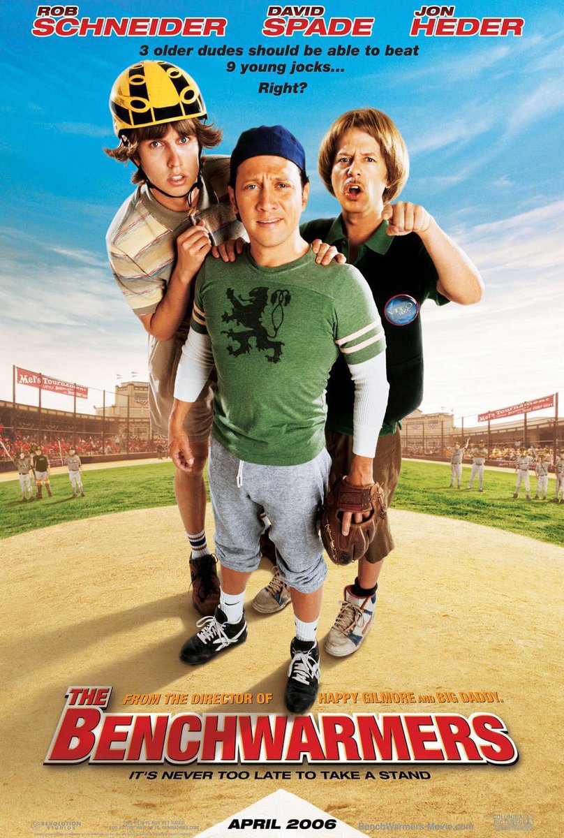 FilmNewsNos's tweet photo. 🎬MOVIE HISTORY: 20 years ago today, April 7, 2006, the movie ‘The Benchwarmers’ opened in theaters!

@RobSchneider #DavidSpade #JonHeder #JonLovitz #NickSwardson #MaxPrado #CraigKilborn #MollySims #TimMeadows #DougJones @ElleKingMusic #AmauryNolasco #ReggieJackson @terrycrews https://t.co/VqkcVSZQEw