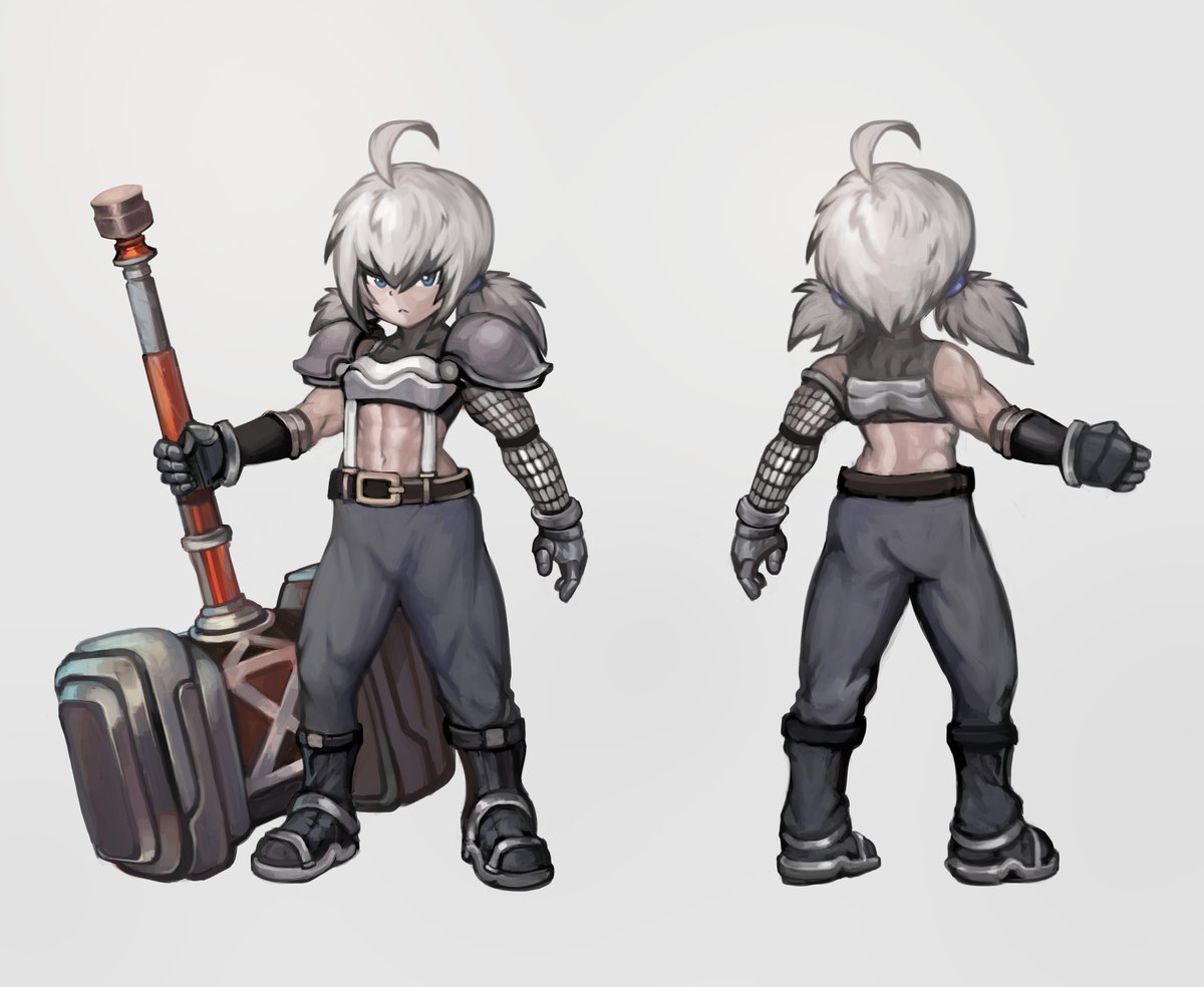 LordMetaphys's tweet photo. New character; the second oldest sister, Mistral. Quite, obliviously dense and absent minded; despite her naturally frumpy appearance tends to be quite kind. Sole focuses in life are blacksmithing and sleeping. Ref sheet made with the help of Yilx. links to his other stuff below. https://t.co/4Piz00NuX6
