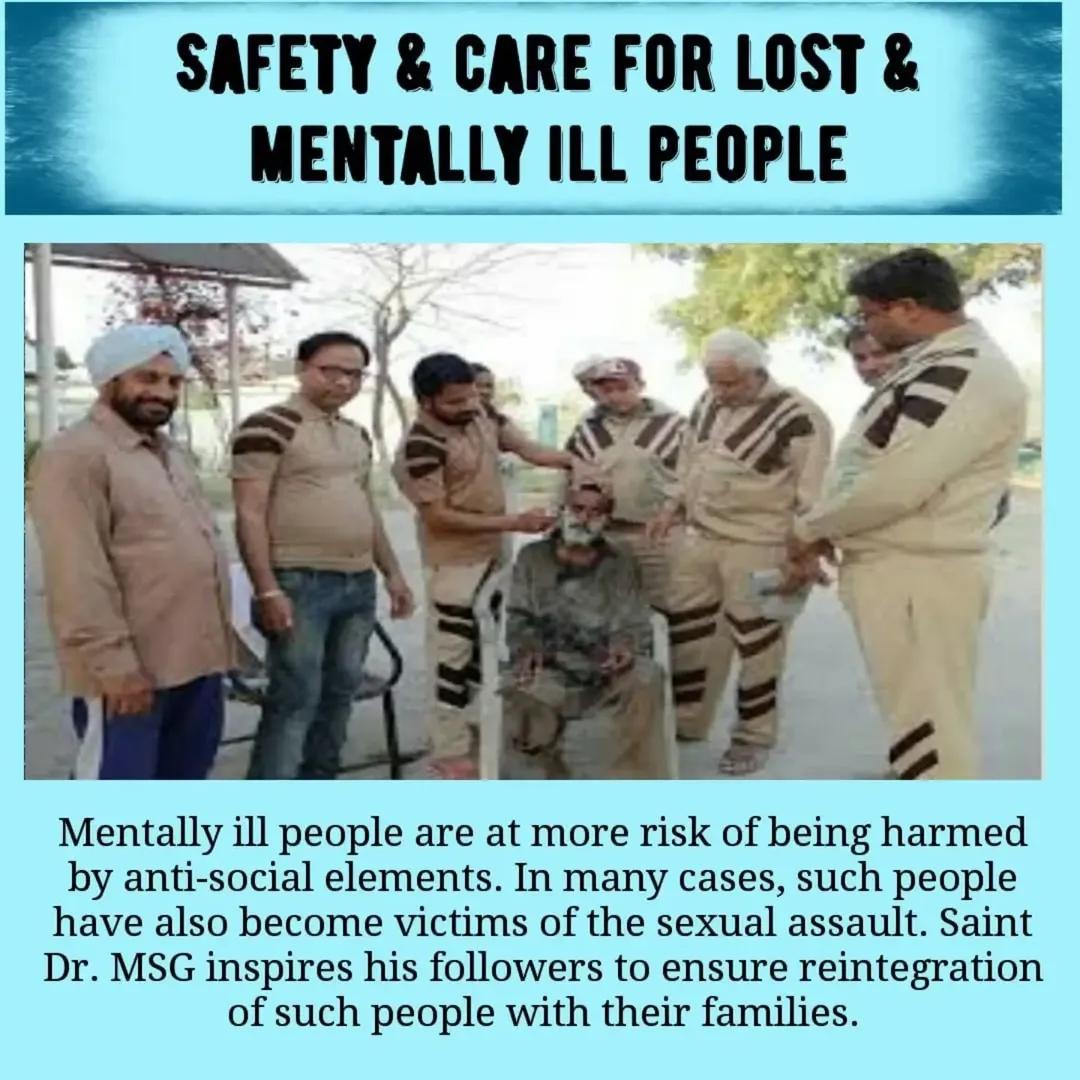 InsanNeeru2's tweet photo. Many mentally ill people remain unseen in our society, but True Life work inspired by Saint Gurmeet Ram Rahim Ji brings new hope in their lives. The initiative for treatment, care and reunification with family is a true example of humanity.
#HelpMentallyChallenged https://t.co/n4EwuOO4vT
