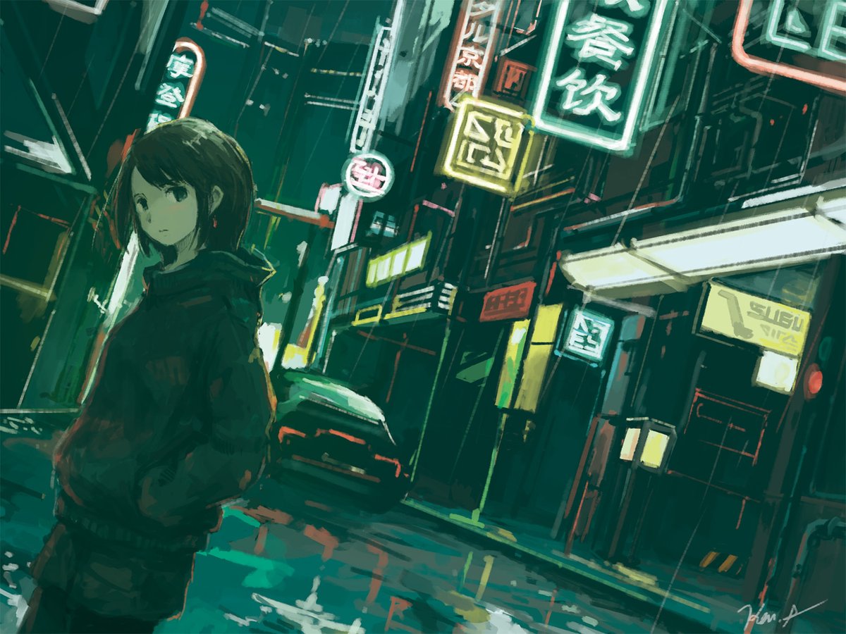 kensight328's tweet photo. 夜の街の絵 https://t.co/mTfeuboJ3p