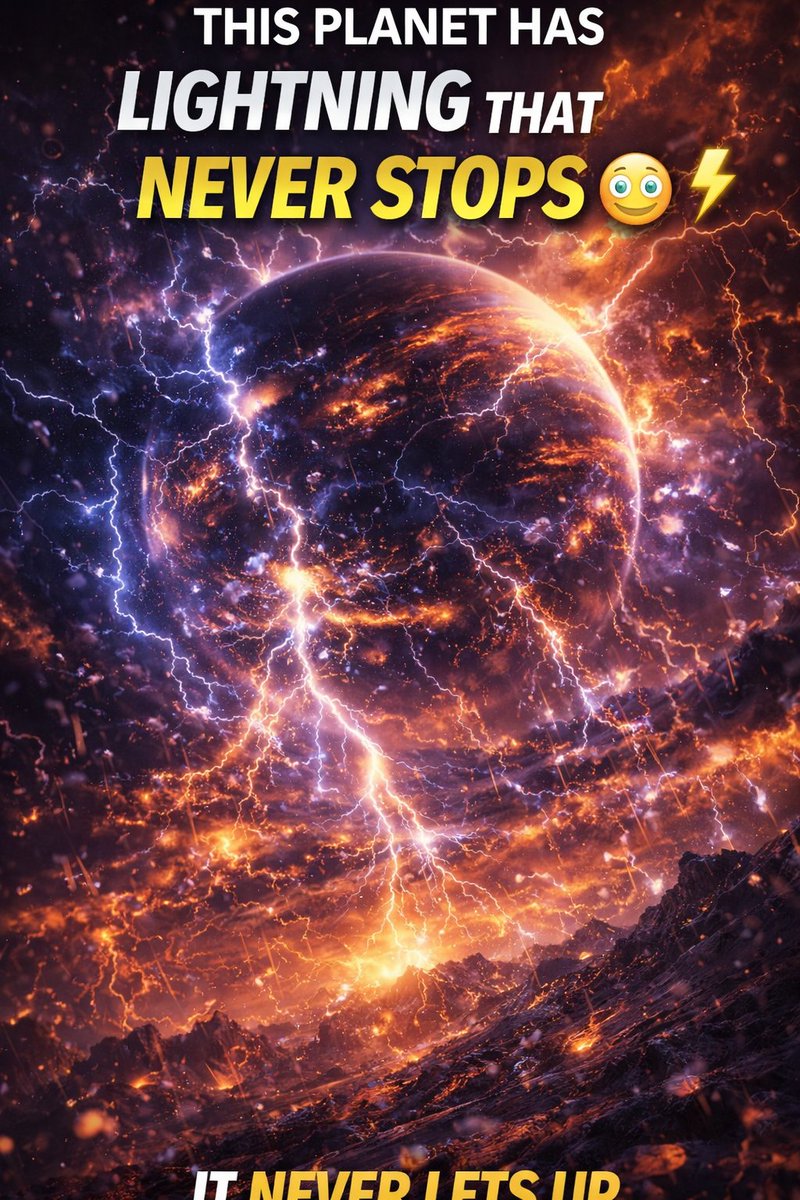 Aryaj28's tweet photo. This Planet Has Lightning That Never Stops 😳⚡
Imagine a storm that never ends…

On this planet, lightning strikes nonstop.
Watch it on YouTube link 👇 👇 👇 
https://t.co/T0cBEXBqfl

 #curiosityhubxlovedecode
#space #astronomy #science #exoplanet https://t.co/npp5OkTjyf