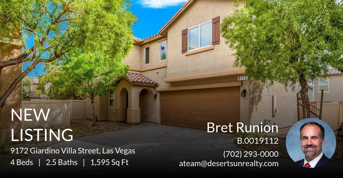 bretrunion's tweet photo. 📍 New Listing 📍 Take a look at this property that just hit the market located at 9172 Giardino Villa Street in Las Vegas. Reach out here or at (702) 293-0000 for more information

Bret Runion, MBA
Broker / Owner
Desert Sun Realty... https://t.co/kTNh0ioru4 https://t.co/3hGLIgnu4p