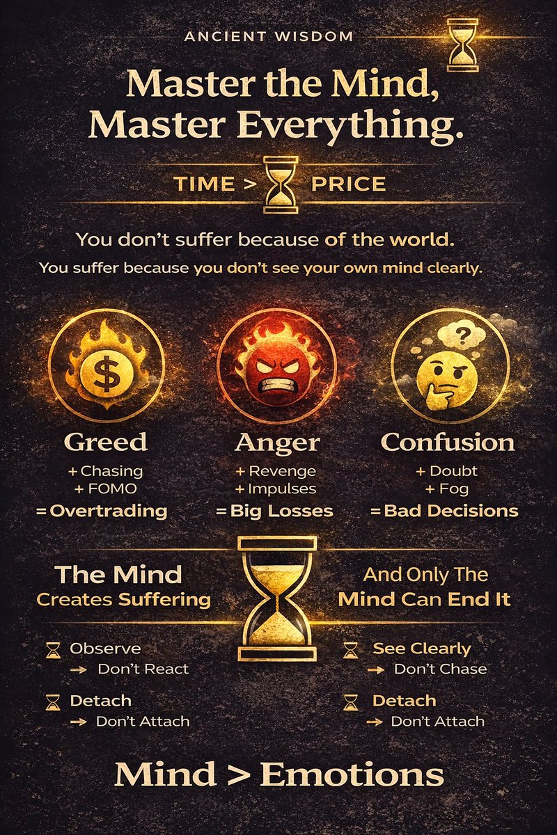 gl_trader97947's tweet photo. Most people try to fix emotions from the outside.

But the root is inside.

Greed, anger, ignorance —
they don’t come from the world.

They come from the mind.

Calm the mind,
and everything changes.

Time > Price.
Mind > Emotion. ⏳ https://t.co/lpQQy1ZRF6