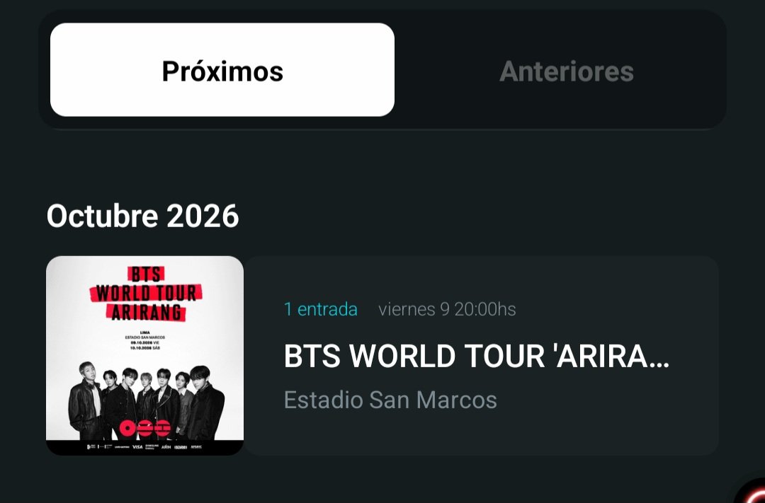 whyoolizz's tweet photo. puedo escribir porque recién me calme pero, la sufri demasiado y a pesar de que perdí dos oportunidades de obtener la entrada no me rendí y lo logre chicas.
y hasta ahora no me la puedo creer 😭😭😭😭😭😭😭
#BTS_ARİRANG
#BTSİSCOMİNG #BTS_PERU https://t.co/u0UtfDjCmJ