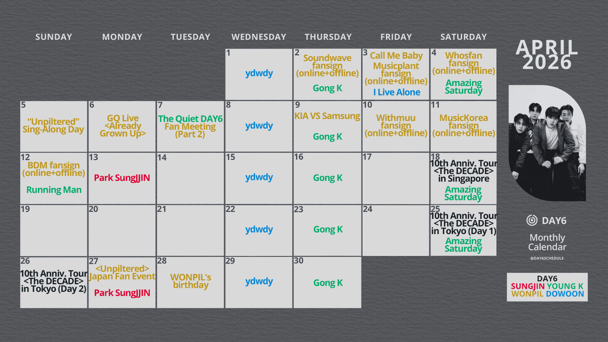 DAY6 SCHEDULE tweet media
