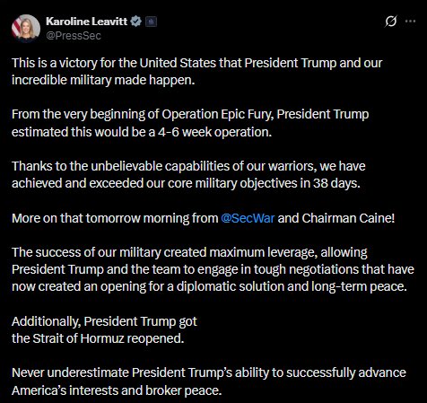 White House calls ceasefire a Trump victory, says Hormuz reopening proves US success