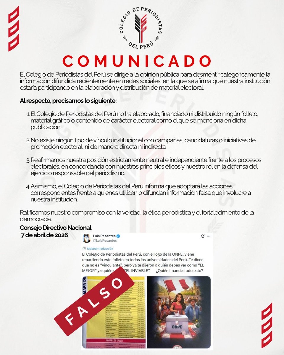 Colegio de Periodistas del Perú tweet media