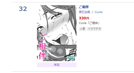 DLsiteの単話ランキング!に個人的に異変⁉昨夜から伸びてきた潮屋こるり先生が上位に!
この後には西川先生や朱音先生やチバ先生が続いているね 