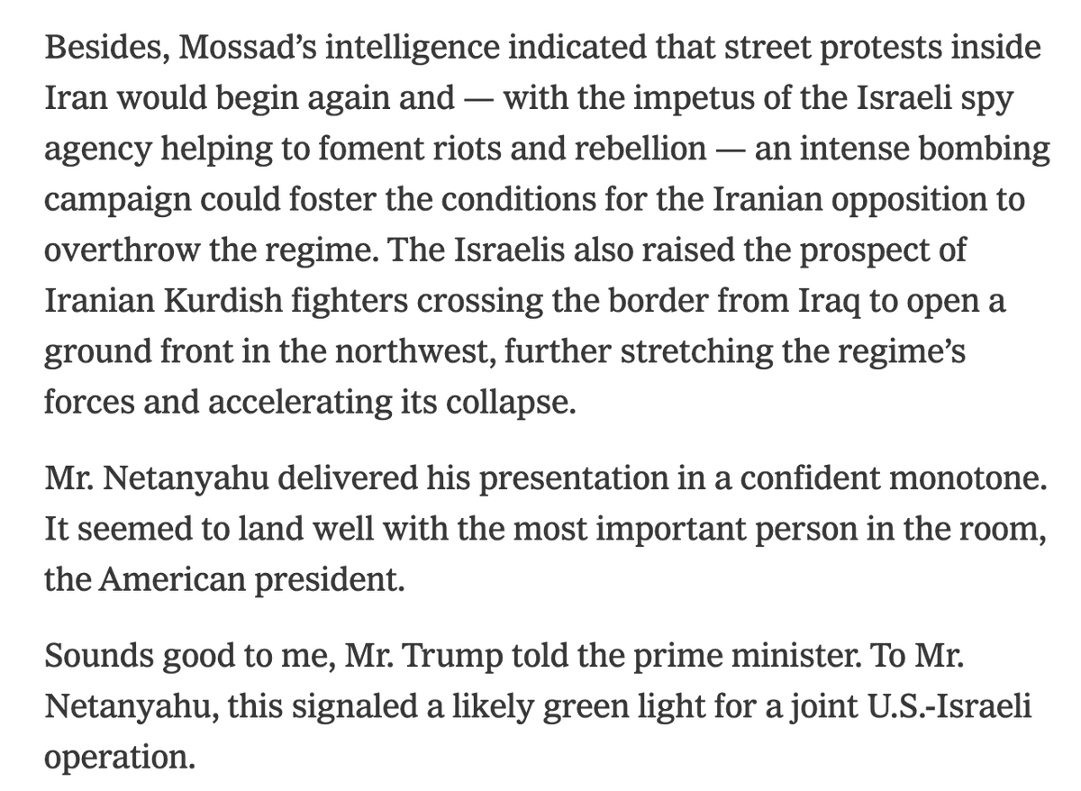 Incredible details about the complete BS hard sell that the Israelis gave Trump to goad him into starting this war. These people have done such incalculable damage to the United States and its political system it defies belief.