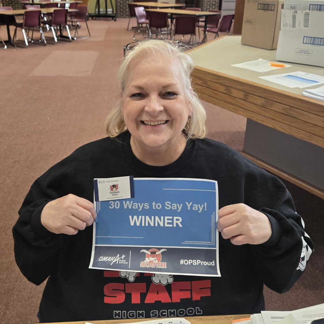 OPS_SouthHigh's tweet photo. For this week’s #30WaysToSayYay! we celebrate Stacy Stambaugh, English Curriculum Specialist, for her outstanding leadership and organization in running a successful ACT testing day. Your dedication makes a difference. Thank you for all you do!
#OPSProud #THESouthHigh https://t.co/RCHUUPtym1