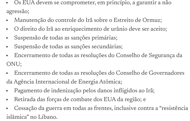 Rotkjv_'s tweet photo. @PATRlOTAS Essas são as 10 exigências que o Irã impõe a Trump para abrir o Estreito de Ormuz. https://t.co/stzHjX34TC