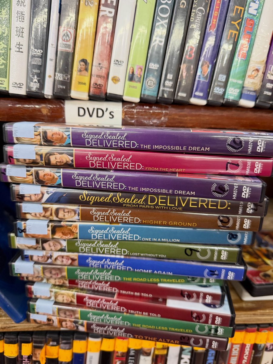 chelehh's tweet photo. Look at all the SSD DVD’s they had at the thrift store today! I own them all already or else I would’ve bought them but I left them behind for another POstable to enjoy! #POstables #ssd #signedsealeddelivered https://t.co/zn0DhygRSA