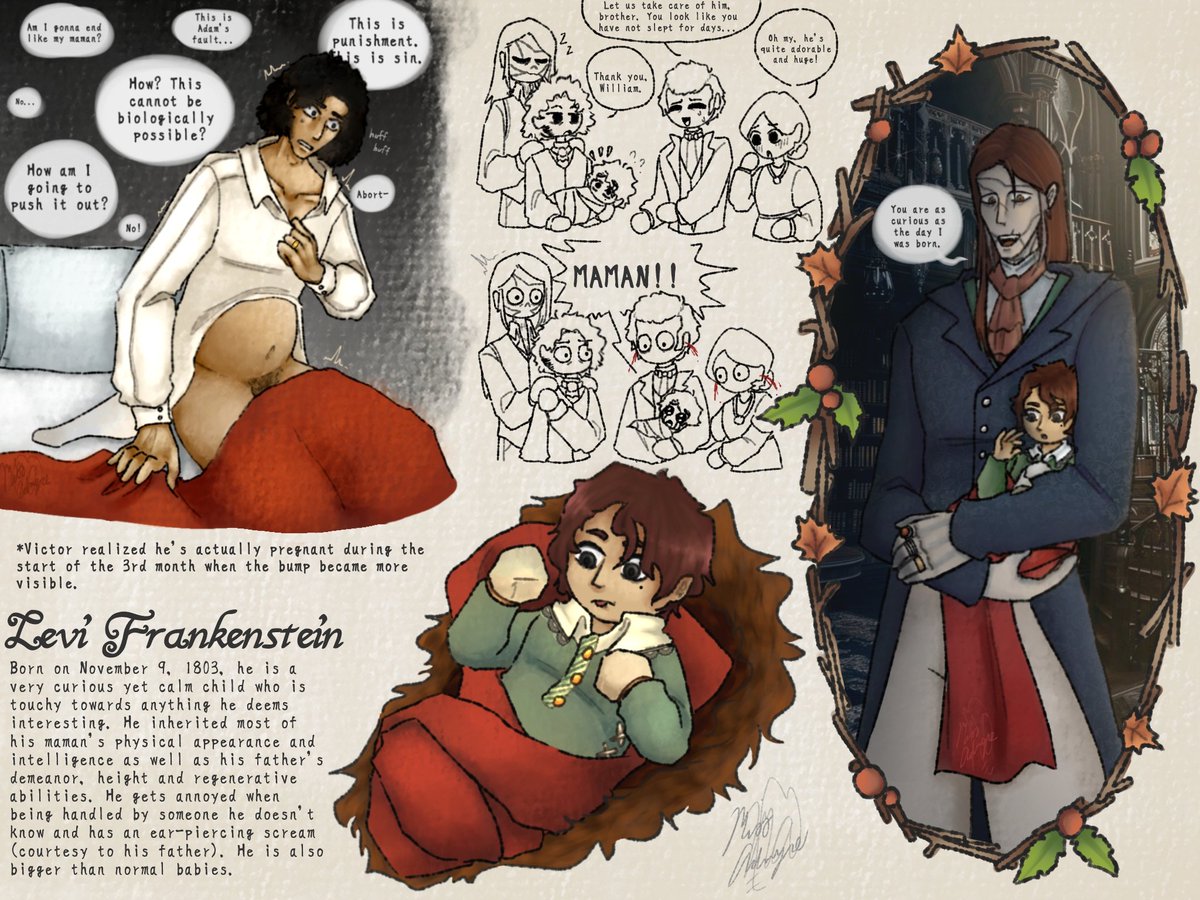 MissAdmyre's tweet image. Maman Victor and Papa Adam and their big ass baby 🫶
#vicreature 
#frankenstein