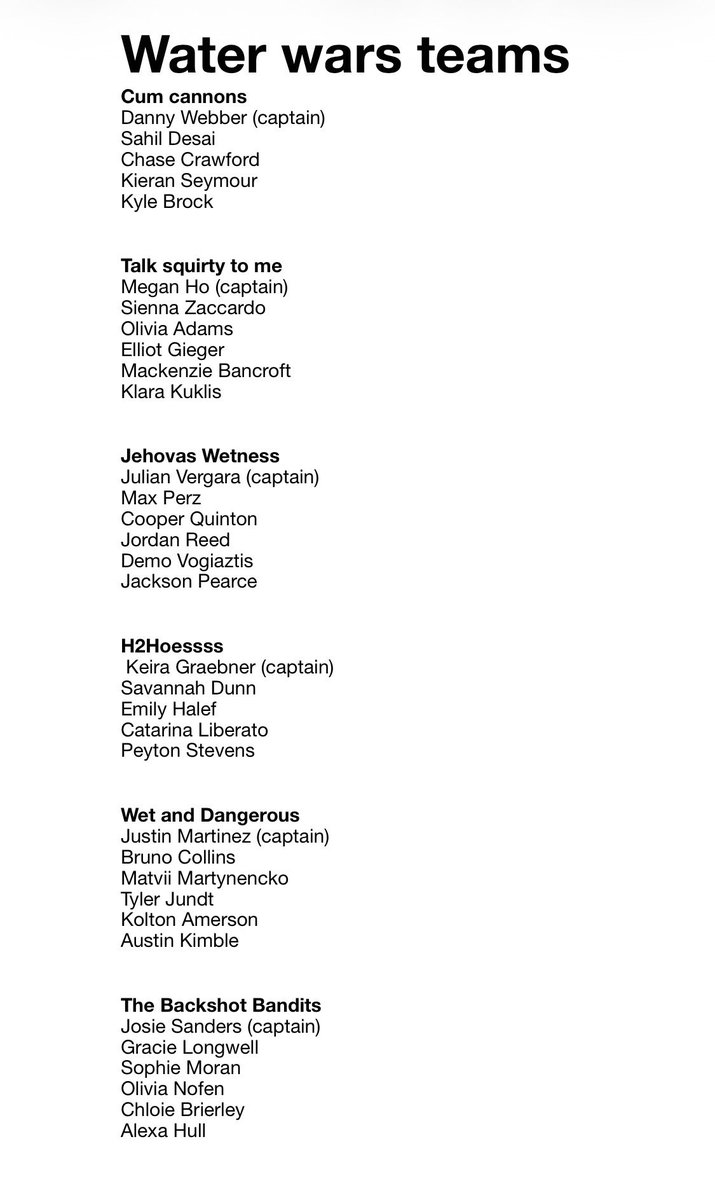 WaterWars2026's tweet photo. 💦Here are your official Water Wars teams💦 https://t.co/KOSQKAtjjw