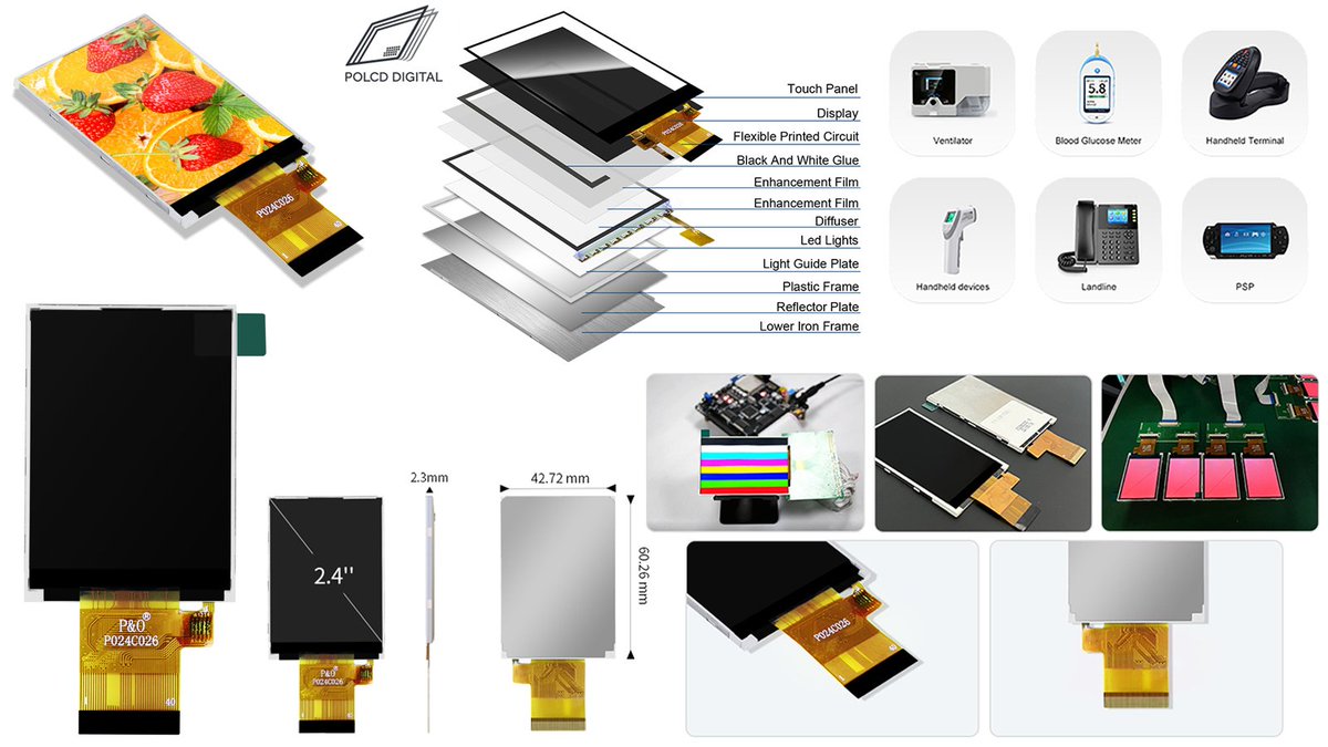 polcd_digital's tweet image. Our 2.4-inch TFT LCD delivers crystal-clear visuals for compact industrial designs. 🛠️

Resolution: 240x320

Interface: SPI/MCU

Brightness: Up to 260 nits (Sunlight-readable options available)
Perfect for medical devices &amp;amp; handheld controllers.
#TFTLCD #HardwareDesign #POLCD