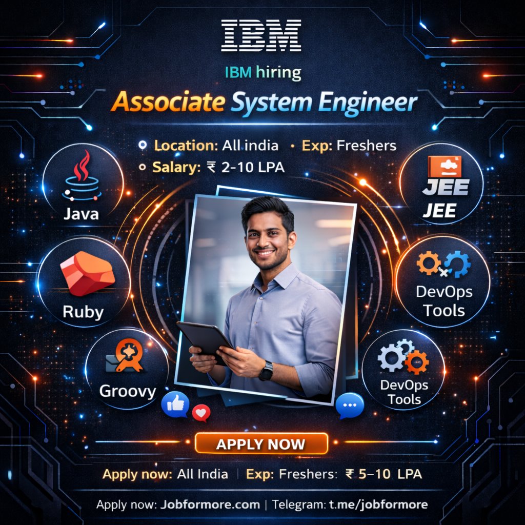 jobformore's tweet photo. ☁️ ASE @ IBM!

📍 All India

🎓 CS/IT Freshers 24/25

🔥 Java + DevOps

💰 INR 5–10 LPA

Hybrid Cloud! 🚀

#IBM #Freshers #JavaJobs #CSIT #Jobformore

Apply: https://t.co/7FeK9Dp8EA https://t.co/qZB9SQvx6m