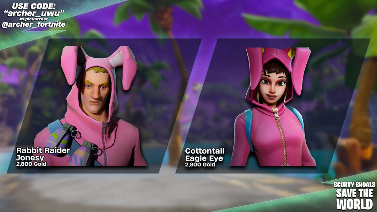 Returning tonight in Save the World:

Event Shop:
Rabbit Raider Jonesy (MUST HAVE)
Cottontail Eagle Eye

Survive the Horde: (1 Week)
500 Adventure Tickets