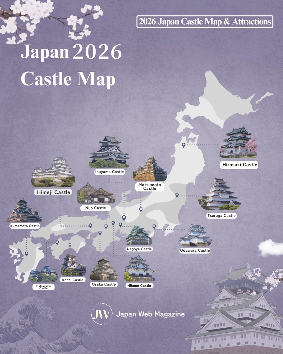 JapanWireless's tweet photo. apan’s castles aren’t just history — they’re jaw-dropping!🏯 Which one is your favourite?
#japancastlemap #Osakacastle #himejicastle #traveljapan https://t.co/vS9T7F3YJW