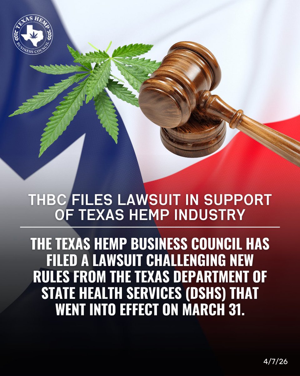 TexasHempBiz's tweet image. THBC has filed a lawsuit to challenge rules that threaten compliant businesses and overstep legal authority.

These rules don’t just tighten regulation–they rewrite the law.

This is about more than hemp. It’s about accountability, fair regulation &amp;amp; protecting Texas business.