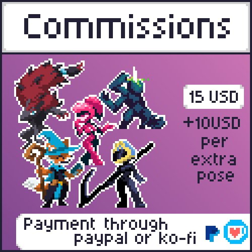 crappy_lizard's tweet photo. I do commissions ^^

Now offering detailed characters! more pixels is better, no? ;)

If you are interested send me a dm or go straight to my ko-fi page: https://t.co/2wLI29i9zL

#pixelart #commissions https://t.co/ap05JJWkx5