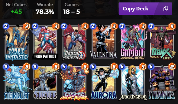 ikas_show's tweet image. Day 1 infinite done in under 8 hours! Stryfe might as well say on reveal because his Objective is extremely easy to hit! Used the Thanos deck at the end to get to infinite. Techno Organic Virus I have to spend some more time with