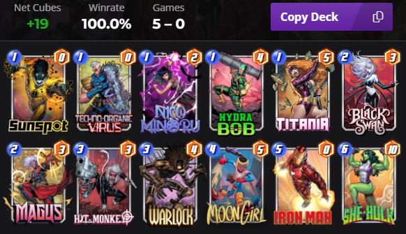 ikas_show's tweet image. Day 1 infinite done in under 8 hours! Stryfe might as well say on reveal because his Objective is extremely easy to hit! Used the Thanos deck at the end to get to infinite. Techno Organic Virus I have to spend some more time with