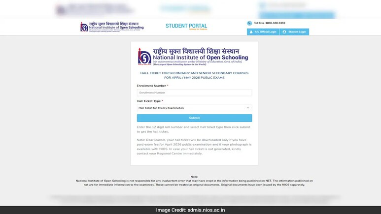 ndtveducation's tweet image. NIOS 2026 Admit Cards Out For Class 10th And 12th Exams
ndtv.com/education/nati…

#Exam #students