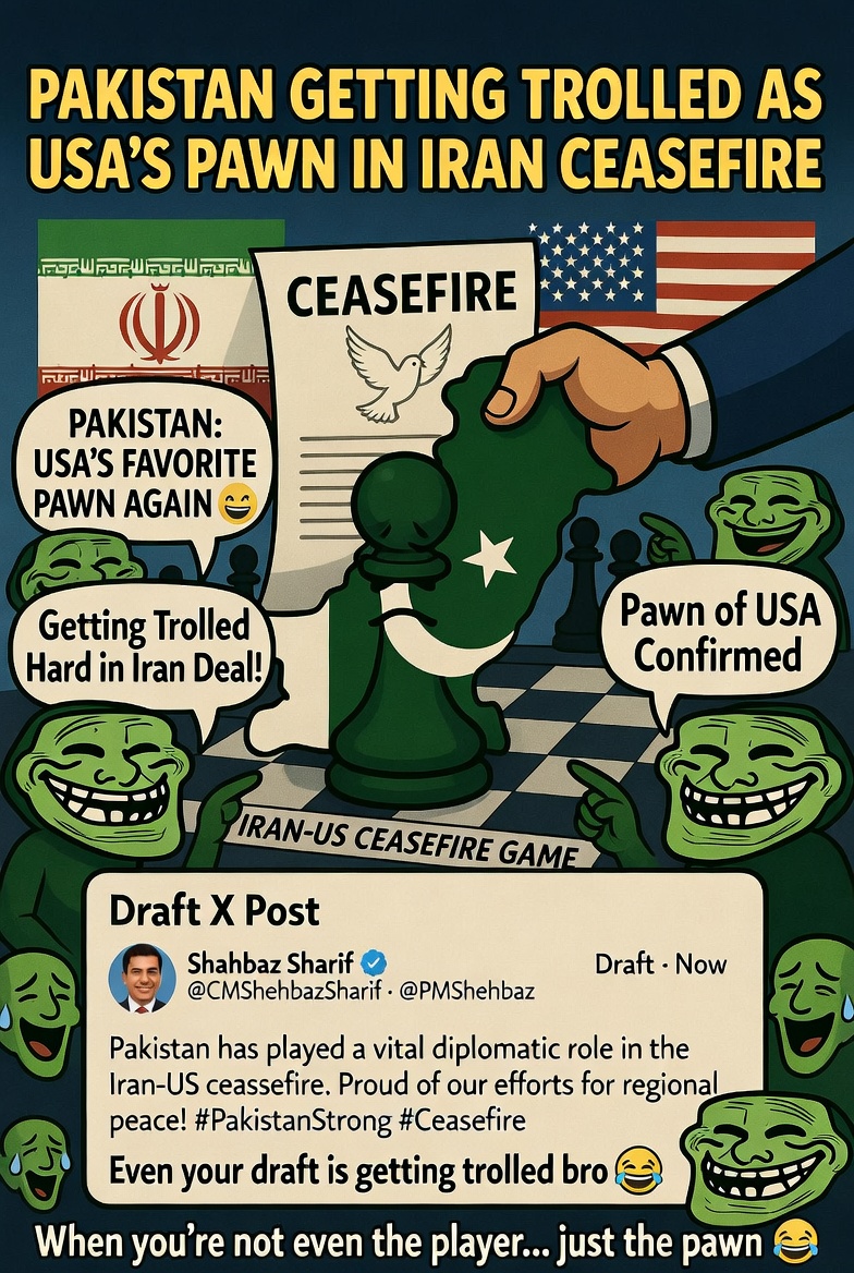 Letsscalpbtc's tweet photo. Pakistan’s “Draft” X blunder exposes the truth: PM Sharif copy-pasted a US-scripted plea on Iran ceasefire &amp; Hormuz. History of sheltering Osama Bin Laden proves zero credibility as negotiator—just a pawn handed lines to give Trump a face-saving breather from conflict. https://t.co/M8PdTls4KN