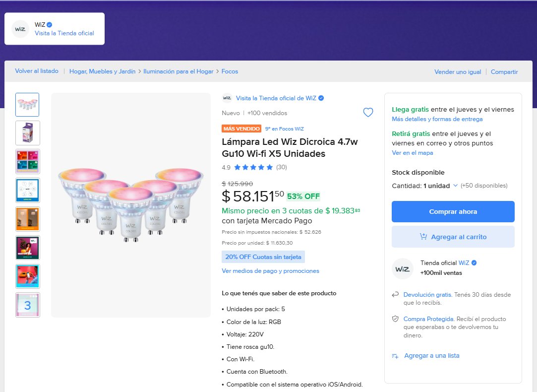 🚨 5 LÁMPARAS WiZ RGB INTELIGENTES AL PRECIO DE 3🔥

Pack x5 Lámparas LED Dicroicas Wiz 4.7W GU10

✅ Colores RGB completos
✅ Wi-Fi + Bluetooth
✅ Compatible Alexa / Google / Siri
✅ Solo $58.151

Tu casa en modo pelicula o fiesta en un segundo 💡
👇👇
meli.la/1C9SDBX