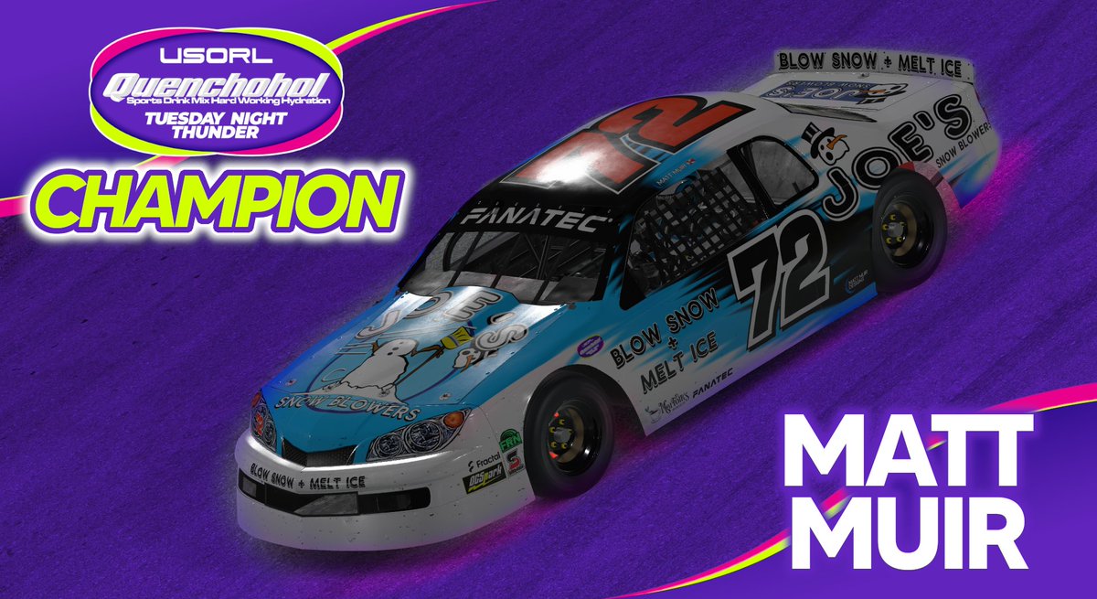 Matt Muir is the USORL Tuesday Night Thunder Season 2 Champion!