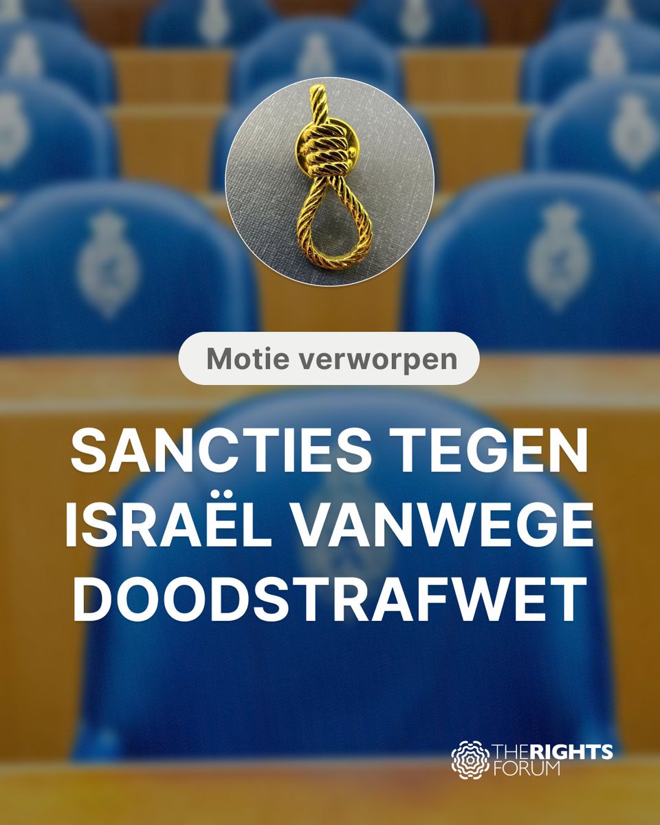 TheRightsForum's tweet photo. De Tweede Kamer verwierp wéér een motie tegen de doodstraf door Israël. Dit keer de motie van Van Baarle die oproept om in Europees verband te pleiten voor sancties tegen Israël vanwege de doodstrafwet. In november 2025 verwierp de Kamer al een soortgelijke motie.

De Kamer laat het afweten, daarom zetten we druk op de politiek.

https://t.co/BuypJaISNR