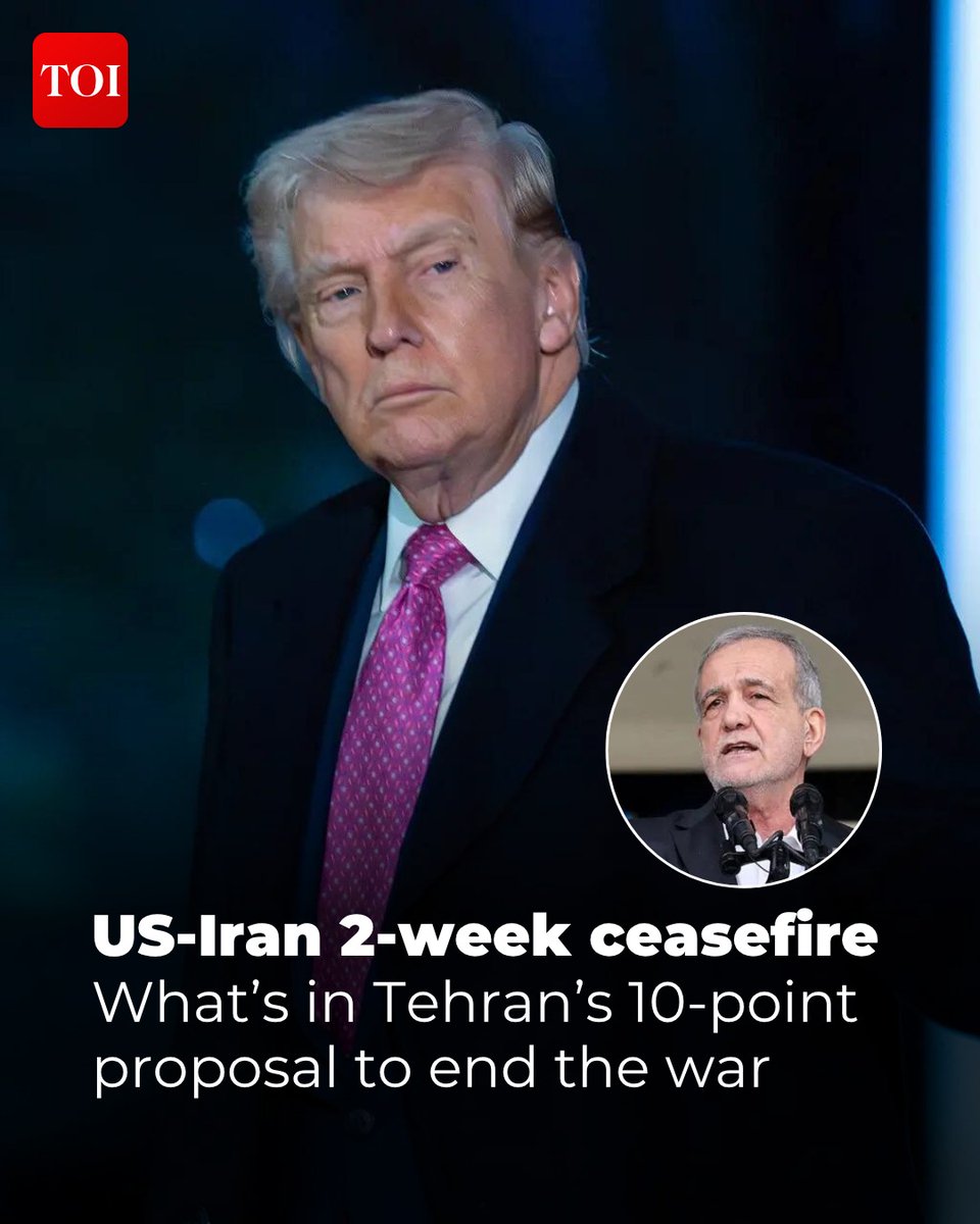 timesofindia's tweet image. #Iran’s Supreme National Security Council announced that it has agreed to a two-week #ceasefire in the ongoing conflict, with talks set to begin with the #UnitedStates in #Islamabad on Friday. #US President #DonaldTrump has stepped back from earlier threats to expand attacks on