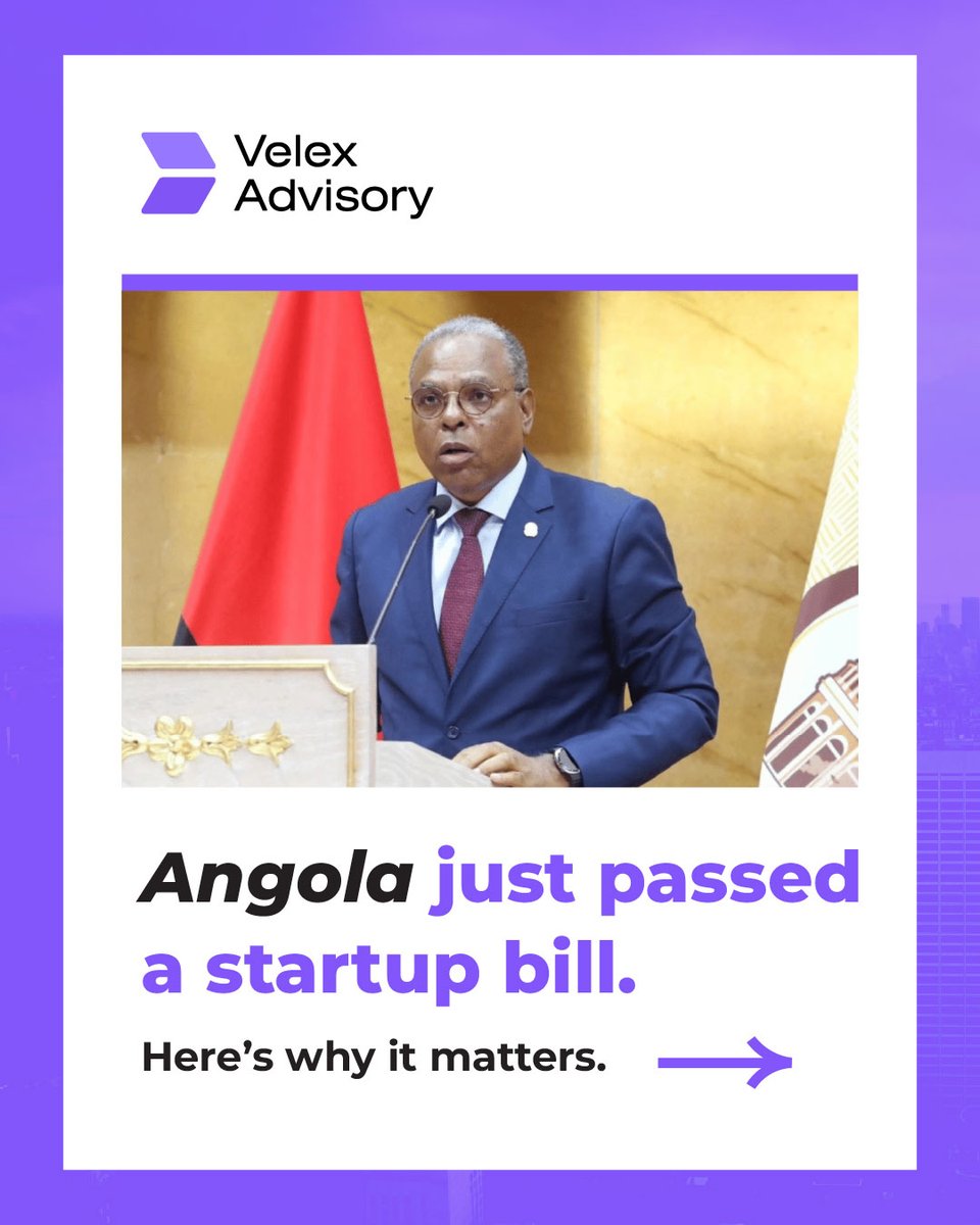 VelexAdvisory's tweet photo. Angola has approved the Startup Bill, demonstrating the government's commitment to actively supporting and shaping the country's startup ecosystem. We help startups ensure they are growing in the right way. We do not just want them to grow fast; we want them to grow right. https://t.co/3RodDhHHDD