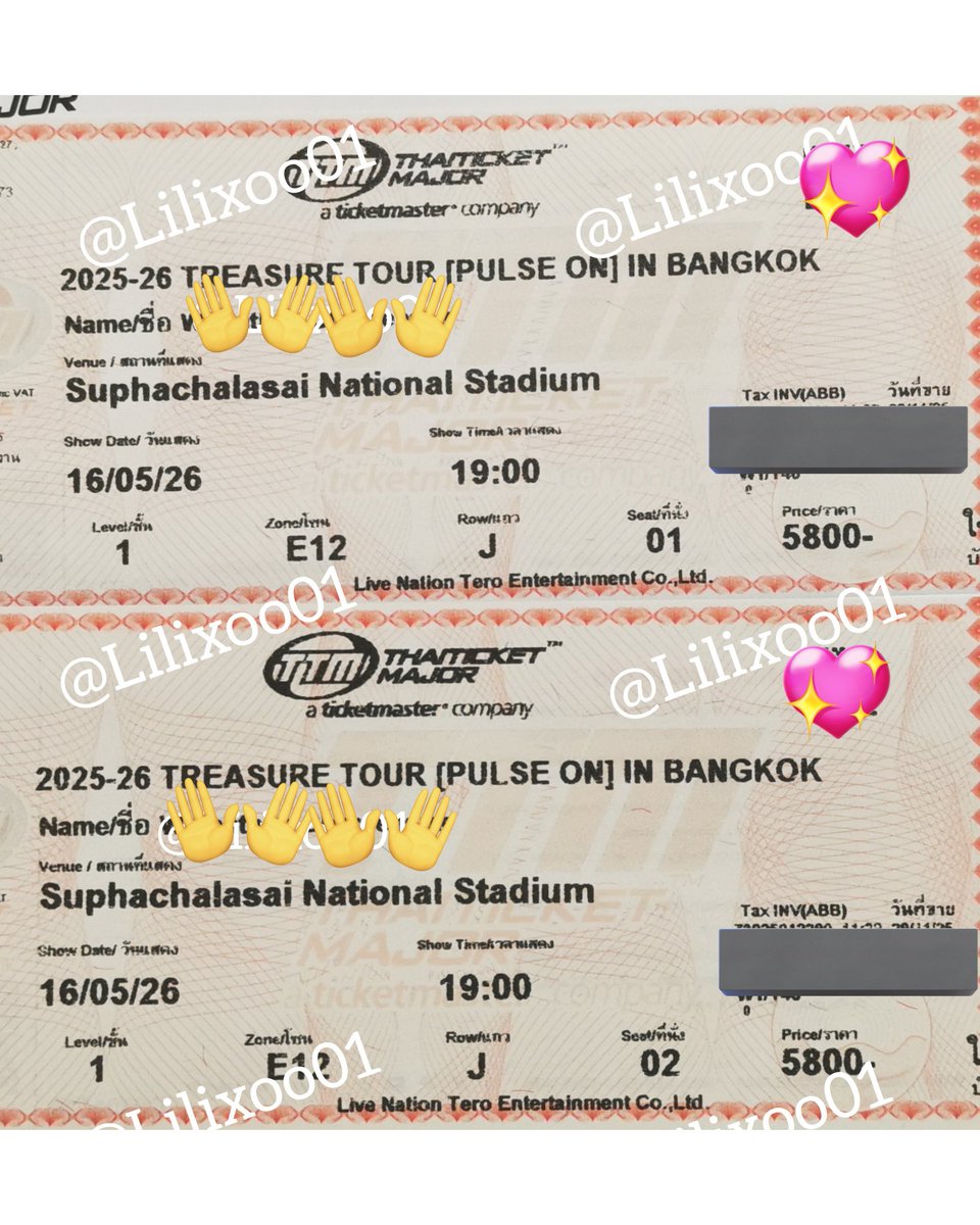 Lilixoo01's tweet photo. ปล่อย​บัตร #PULSE_ON_IN_BANGKOK
🎟 โซน E12 (ติดกัน 2 ใบ / แยกได้)
💸 5,000/ใบ (จาก 5,800)
ติดธุระด่วน ไปไม่ได้จริงๆ 😭
📍 นัดรับ BTS / MRT แถวสุขุมวิท
💬 มัดจำได้ / จ่ายตอนรับ​บัตร​
“ลดได้อีกนิด” สำหรับคนเอาจริง
#ตลาดนัดtreasure  #ตลาดนัดสมบัติ   #ตลาดนัดทึเม #ตลาดนัดเทรเชอร์ https://t.co/APQD2nQMCE