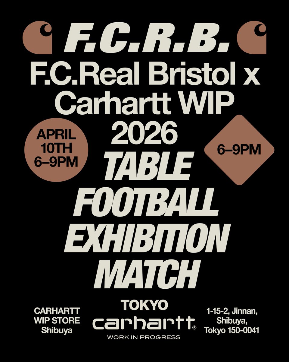 F.C.REAL BRISTOL X CARHARTT WIP Reception Party at Carhartt WIP Store Shibuya

x.gd/bQhc4

#SOPH 
#FCRB 
#FCREALBRISTOL 
#CarharttWIP 
#FCRBxCarharttWIP
<a href="/CarharttWIP/">Carhartt WIP</a>
<a href="/CarharttWIP_jp/">Carhartt WIP Japan</a>