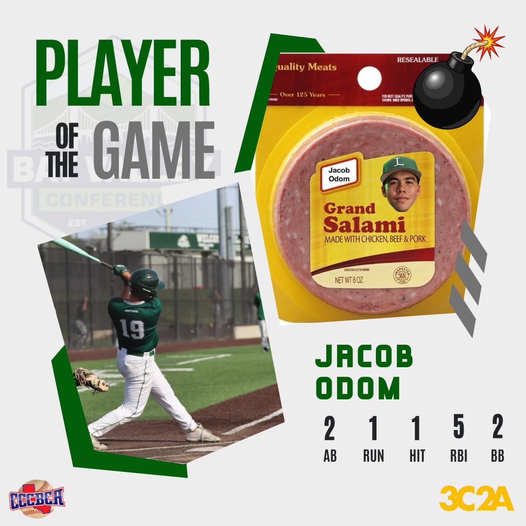 LaneyBall's tweet photo. Player of the Game Jacob Odom. Big Grand Slam today. https://t.co/aJykguTdYe