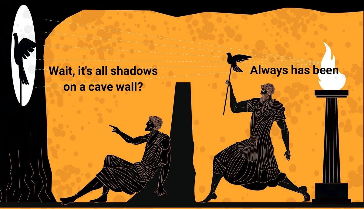 SoIL_Ops's tweet photo. The ancients figured out a little something about human nature, which is why I study them. One of the lessons from Socrates' [Plato] Allegory of the Cave was made very apparent to me as I tried to warn others. Many of you however remained steadfast and sent comments of support & encouragement - thank you. More content coming soon because of my supporters encouragement. I know I do take my sweet time reflecting upon things.  
"Those able to see beyond the shadows and lies of their culture, will never be understood, let alone believed, by the masses." - [summary of a lesson from Plato]