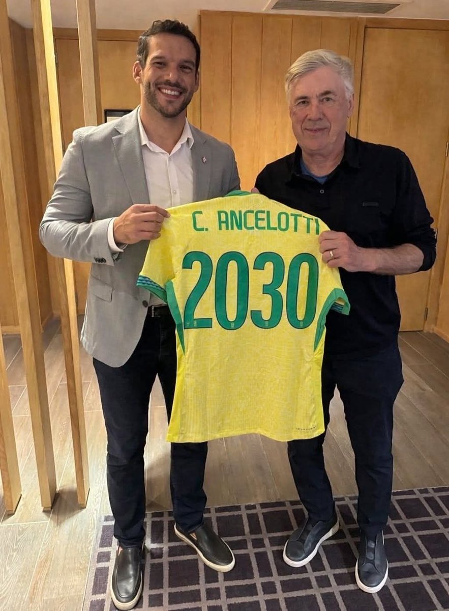 SparkmaxSport's tweet photo. BREAKING vis ESPN BRASIL:
Ancelotti now has the contract extension until 2030 in his hand
He will earn €10M per year, which is the highest ever for a manager of the Seleção! https://t.co/aRb4WA6rJd