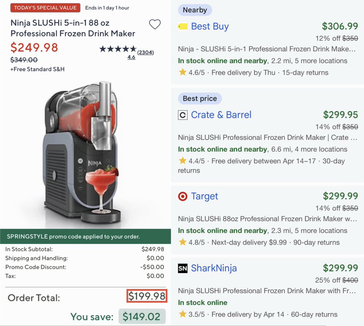 GlitchedDeals's tweet image. $150 OFF NINJA SLUSHI DRINK MAKER

This professional 5-in-1 frozen drink maker is now $199 with code ‘SPRINGSTYLE’

Same 88oz model is selling for $300+ at every other retailer

Deal ends in 1 day and new account needed, free shipping included

mavely.app.link/08Gf2PaZ91b #ad
