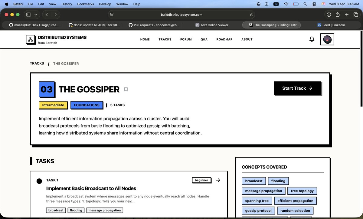 chessMan786's tweet image. "Everything fails, all the time," Werner Vogels said it best. 

If your nodes cannot talk to each other reliably, your system is dead. Track 3, The Gossiper, is there to teach that only.

Stop sending single JSON packets and start building a real cluster: builddistributedsystem.com/tracks/gossip