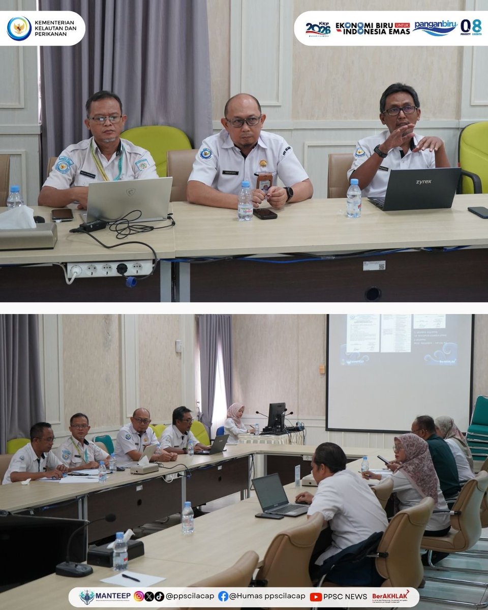 ppscilacap's tweet image. PPS Cilacap melalui Tim Kinerja Melakukan Pembahasan dalam Pengukuran Capaian Indikator Kinerja PPS Cilacap pada Triwulan I Tahun 2026, Rabu (8/4/2026).

#KKP2026GrowStronger #PanganBiru #PenangkapanIkanTerukur #DJPTDisiplin #DJPTBerdedikasi #DJPTBerprestasi #ppscmanteep