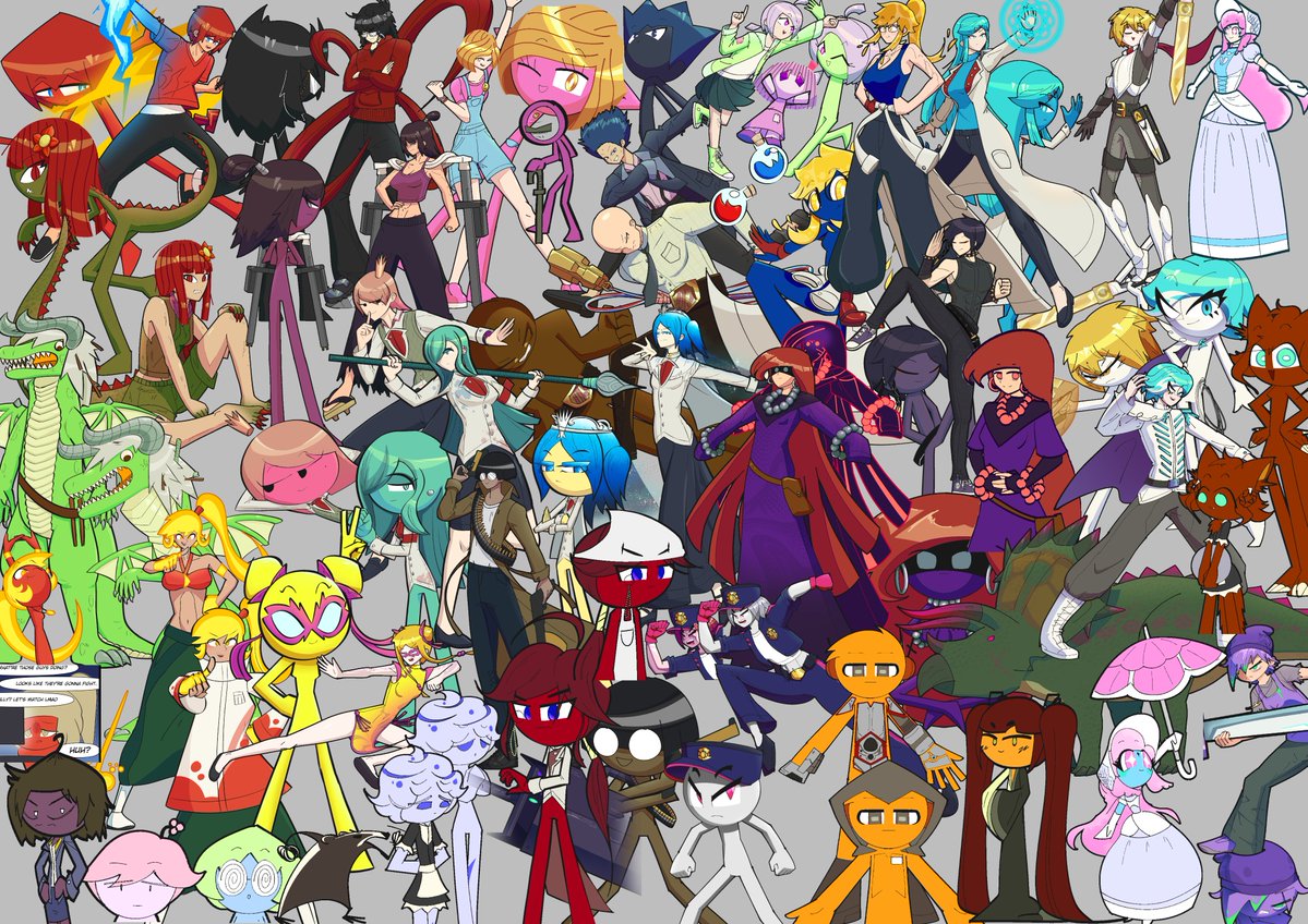 got very annoyed looking up my own character refs for drawing, so i tried making a collage of the relevant characters and forms

this is terrible LMAO

#oc #originalcharacter #stickman